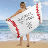 Weiß Brauch Name Baseball 10 Junge Strand Handtuch